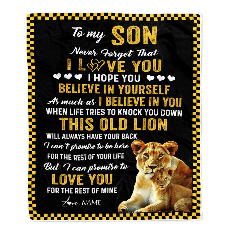 Personalized To My Son Blanket From Mom This Old Lion Love You Daughter Birthday Graduation Christmas Customized Fleece Blanket Blanket mockup 1 800x.jpg