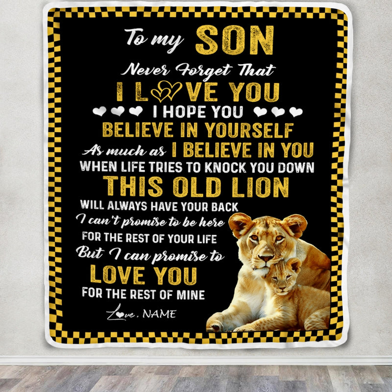 Personalized To My Son Blanket From Mom This Old Lion Love You Daughter Birthday Graduation Christmas Customized Fleece Blanket Blanket mockup 3 800x.jpg