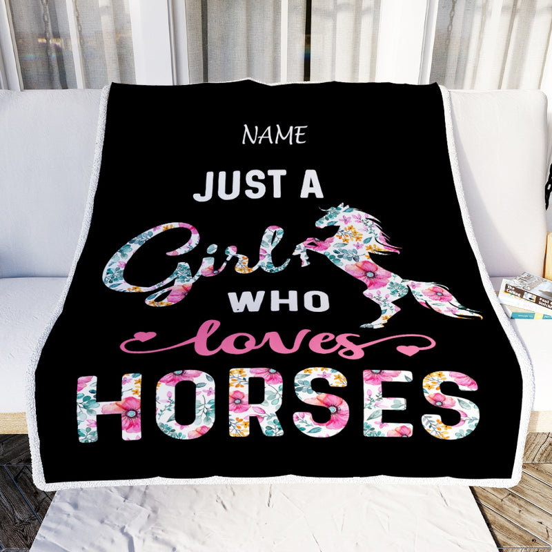 Personalized Horse Girl Blanket Just A Girl Who Loves Horses Flower Floral Daughter Girl Women Birthday Graduation Christmas Customized Fleece Blanket Blanket mockup 2 800x.jpg
