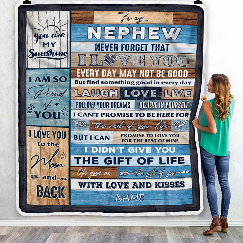 Personalized To My Nephew Blanket From Aunt Auntie Uncle I Love You Wood Nephew Birthday Christmas Thanksgiving Graduation Customized Fleece Blanket Blanket mockup 3 800x.jpg