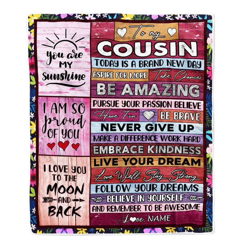 Personalized To My Cousin Blanket Never Give Up Live Your Dream Pink Wood Cousin Birthday Graduation Christmas Customized Fleece Blanket Blanket mockup 1 800x.jpg