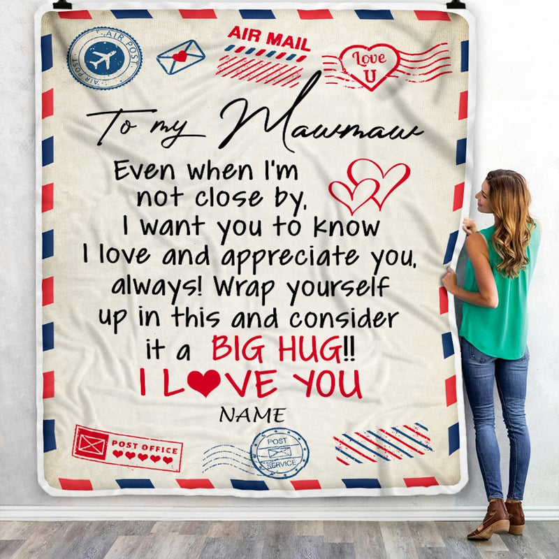 Personalized Mawmaw Blanket From Grandkids I Love You Hugs Air Mail Letter Nonna Birthday Mothers Day Christmas Customized Fleece Blanket Blanket mockup 3 800x.jpg