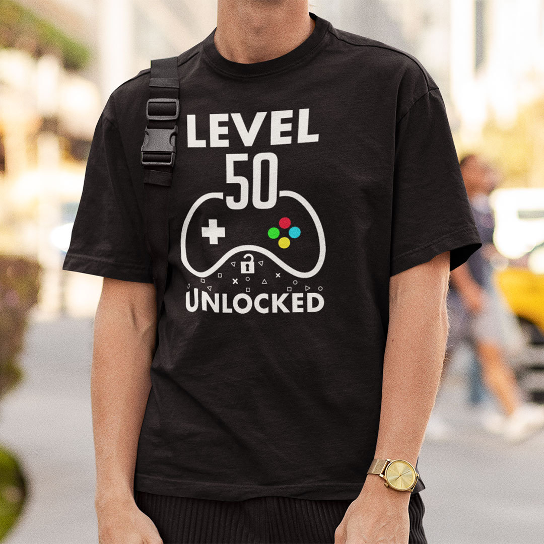 Level 50 Unlocked 50th Birthday Gaming Shirt 2.jpg