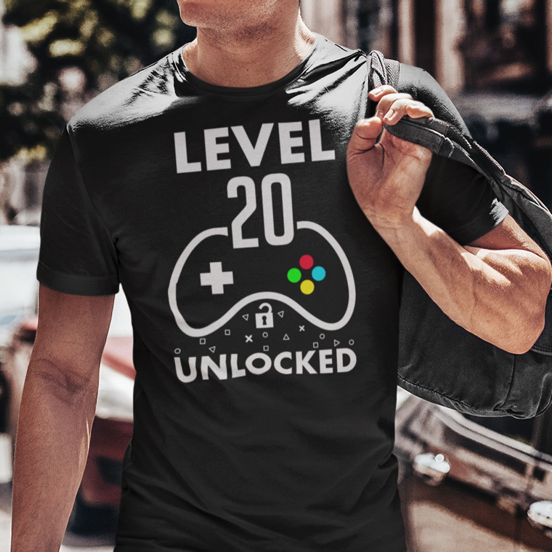 Level 20 Unlocked 20th Birthday Gaming Shirt 2.jpg