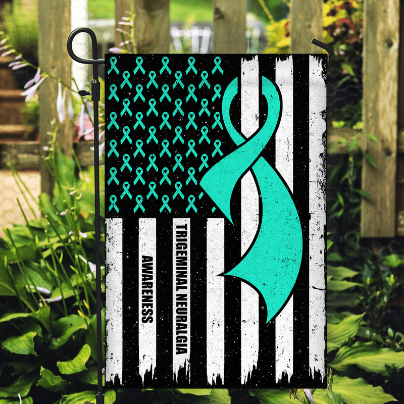 Trigeminal Neuralgia Awareness America Flag Teal Ribbon Garden Flag mockup 2 800x.jpg