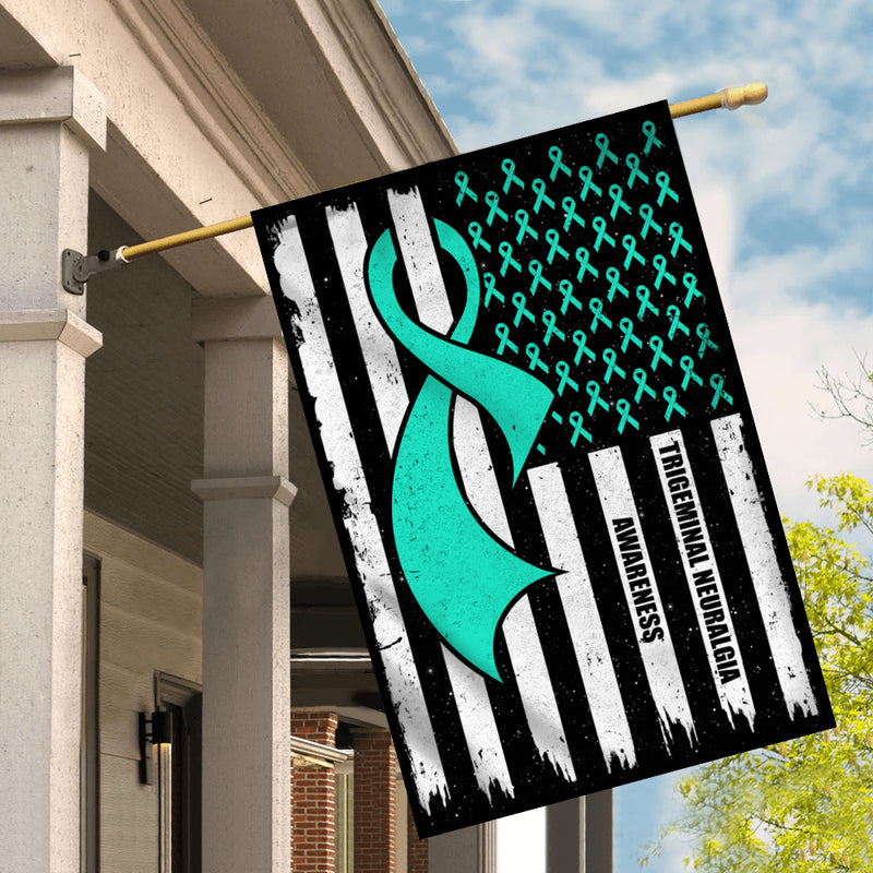 Trigeminal Neuralgia Awareness America Flag Teal Ribbon House Flag mockup 2 800x.jpg