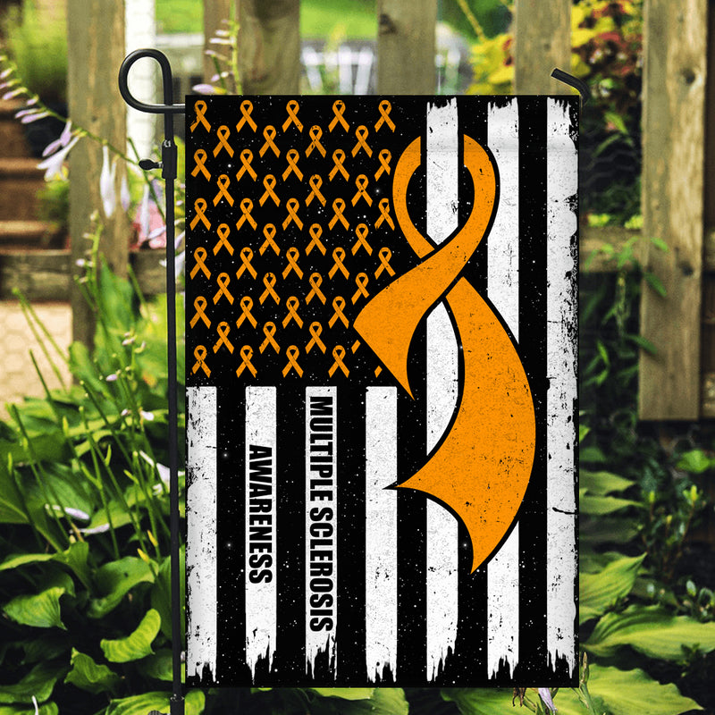 Multiple Sclerosis Awareness America Flag Orange Ribbon Garden Flag mockup 2 800x.jpg