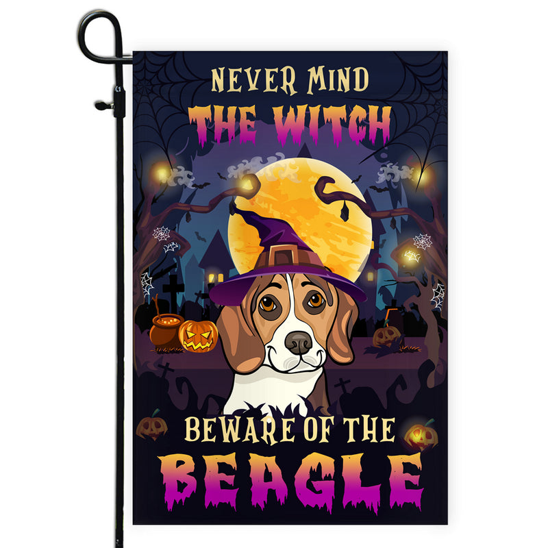 Never Mind The Witch Beware Of The Beagle Flag Funny Halloween For Dog Lovers Garden Flag mockup 1 800x.jpg