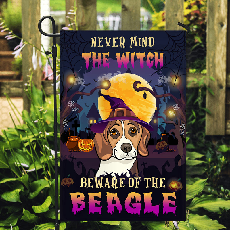 Never Mind The Witch Beware Of The Beagle Flag Funny Halloween For Dog Lovers Garden Flag mockup 2 800x.jpg