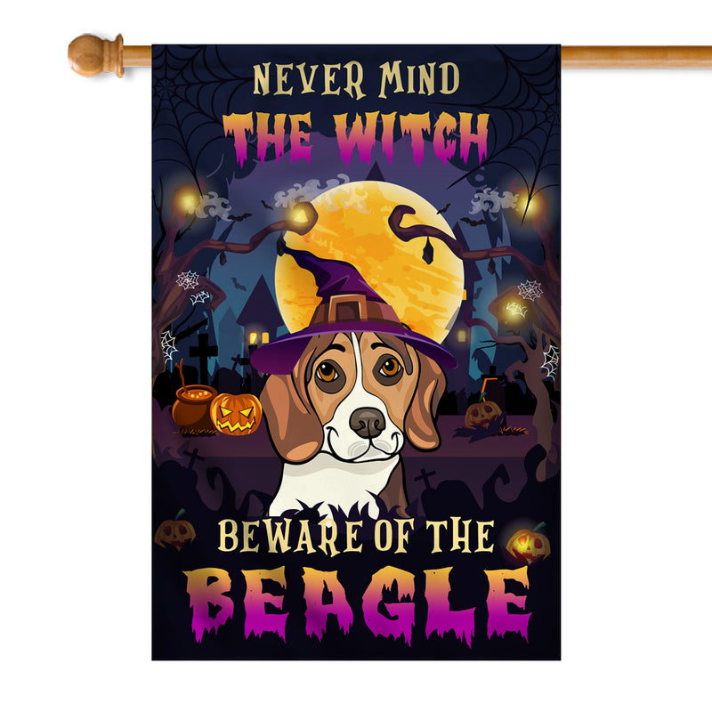 Never Mind The Witch Beware Of The Beagle Flag Funny Halloween For Dog Lovers House Flag mockup 1 800x.jpg