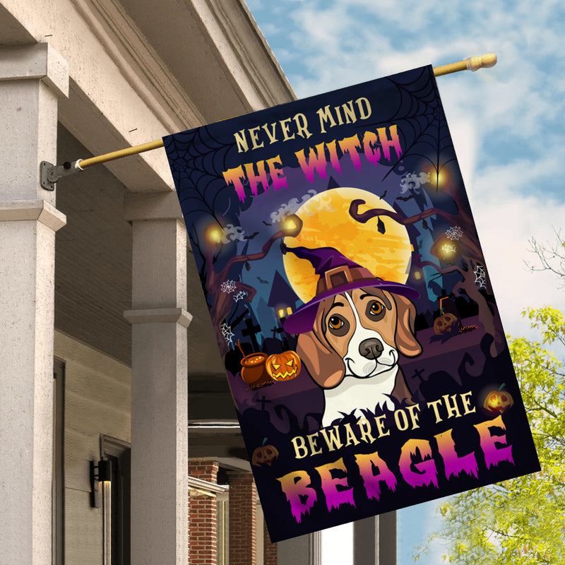 Never Mind The Witch Beware Of The Beagle Flag Funny Halloween For Dog Lovers House Flag mockup 2 800x.jpg