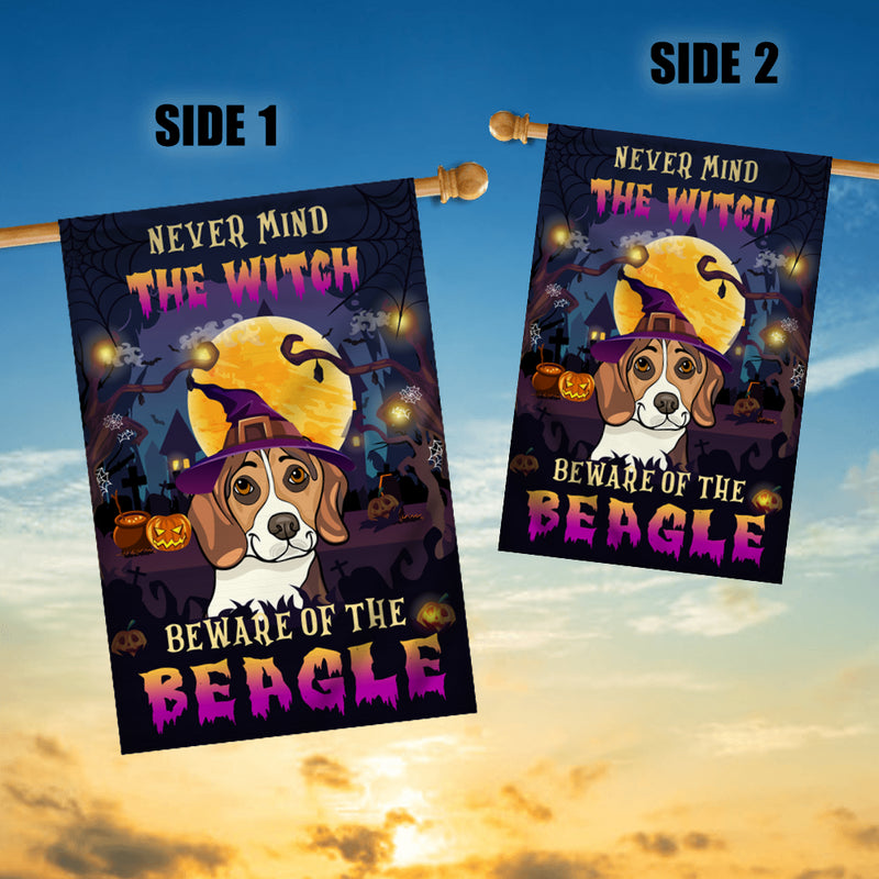 Never Mind The Witch Beware Of The Beagle Flag Funny Halloween For Dog Lovers House Flag mockup 3 800x.jpg