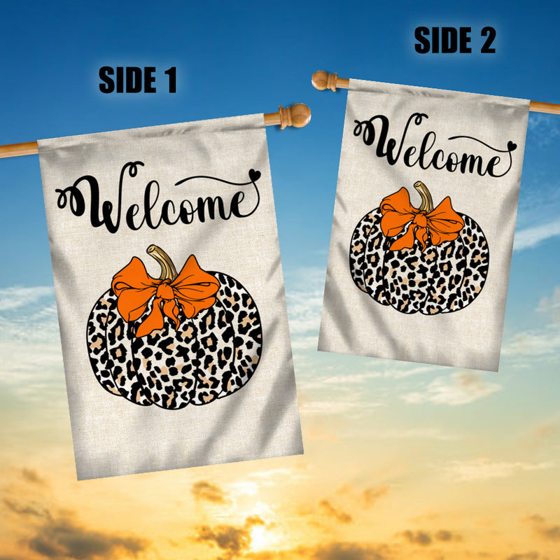Fall Pumpkin Leopard Welcome Flags Autumn Seasonal Home House Flag mockup 3 800x.jpg