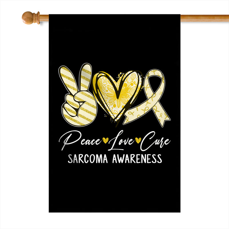 Peace Love Cure Yellow Ribbon Sarcoma Awareness Flag House Flag mockup 1 800x.jpg