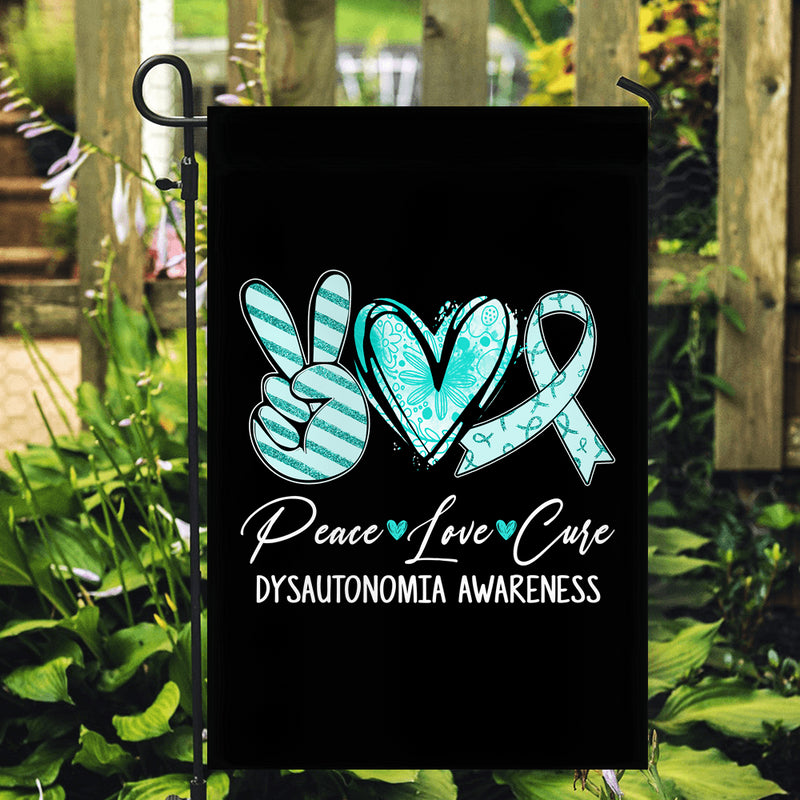 Peace Love Cure Turquoise Ribbon Dysautonomia Awareness Flag Garden Flag mockup 2 800x.jpg