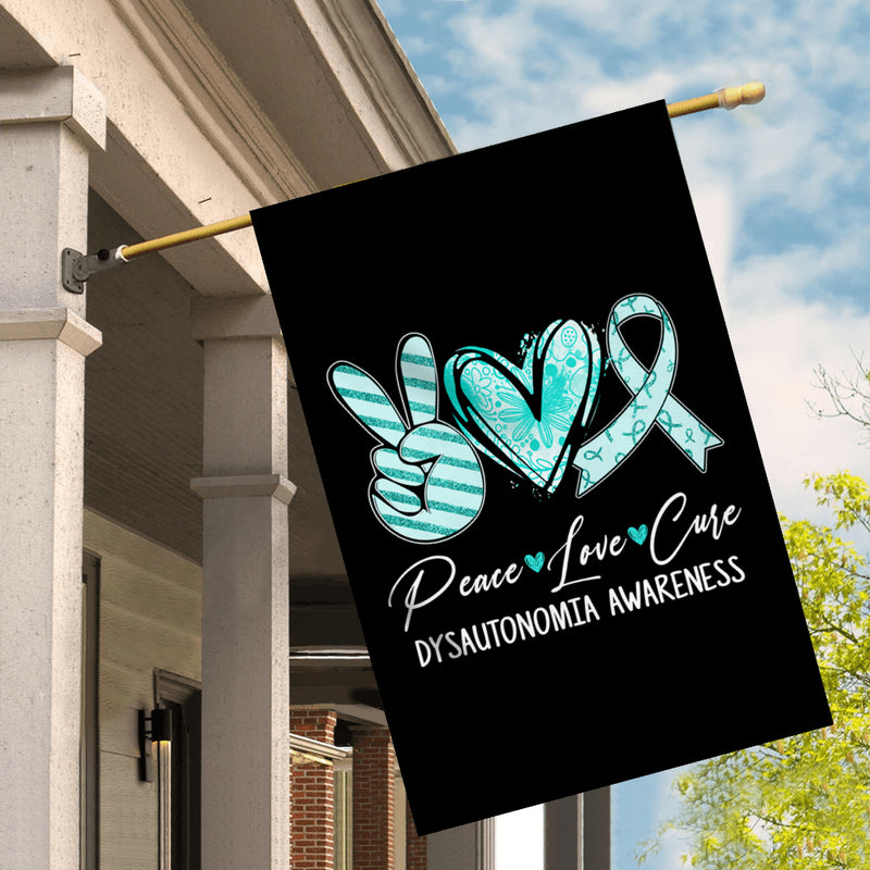 Peace Love Cure Turquoise Ribbon Dysautonomia Awareness Flag House Flag mockup 2 800x.jpg