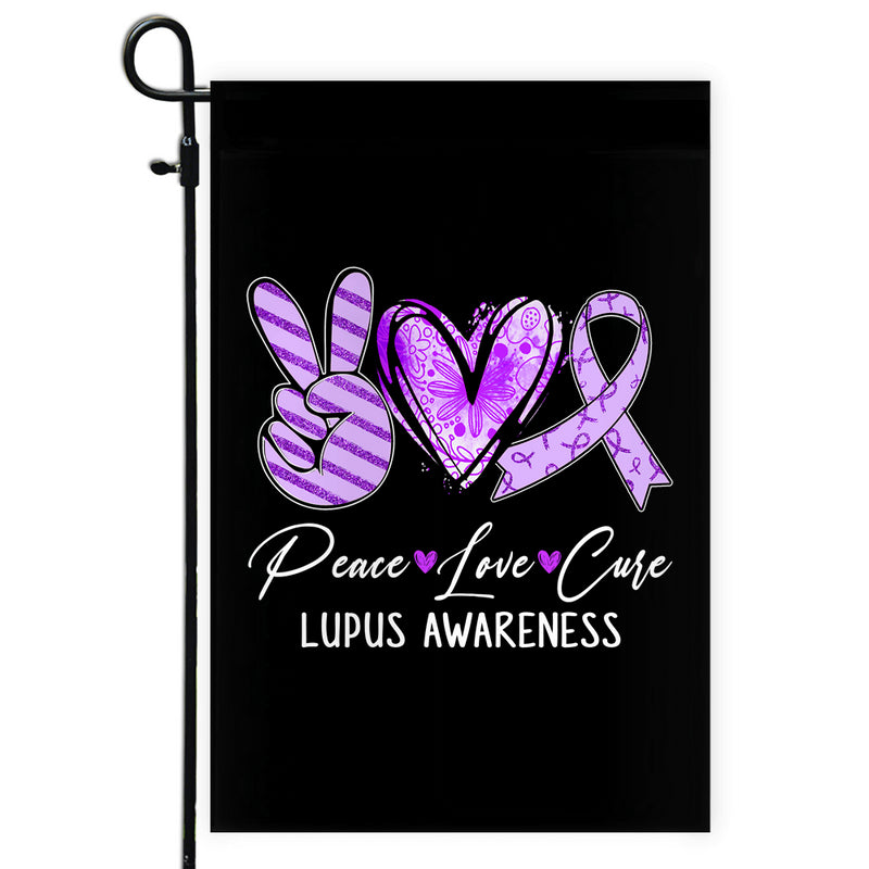 Peace Love Cure Purple Ribbon Lupus Awareness Flag Garden Flag mockup 1 800x.jpg