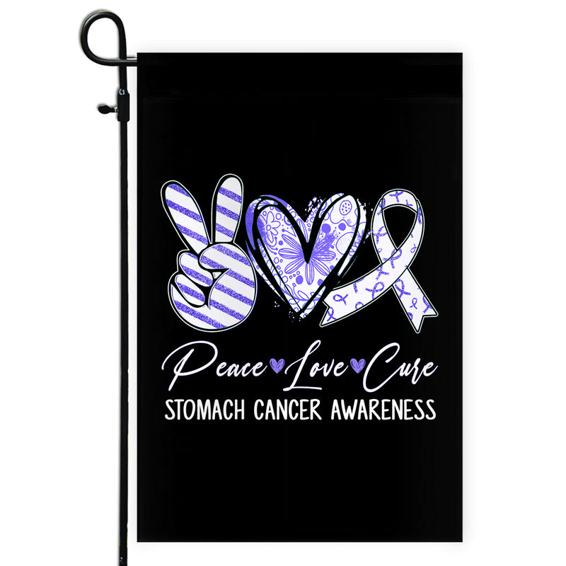 Peace Love Cure Periwinkle Ribbon Stomach Cancer Awareness Flag Garden Flag mockup 1 800x.jpg