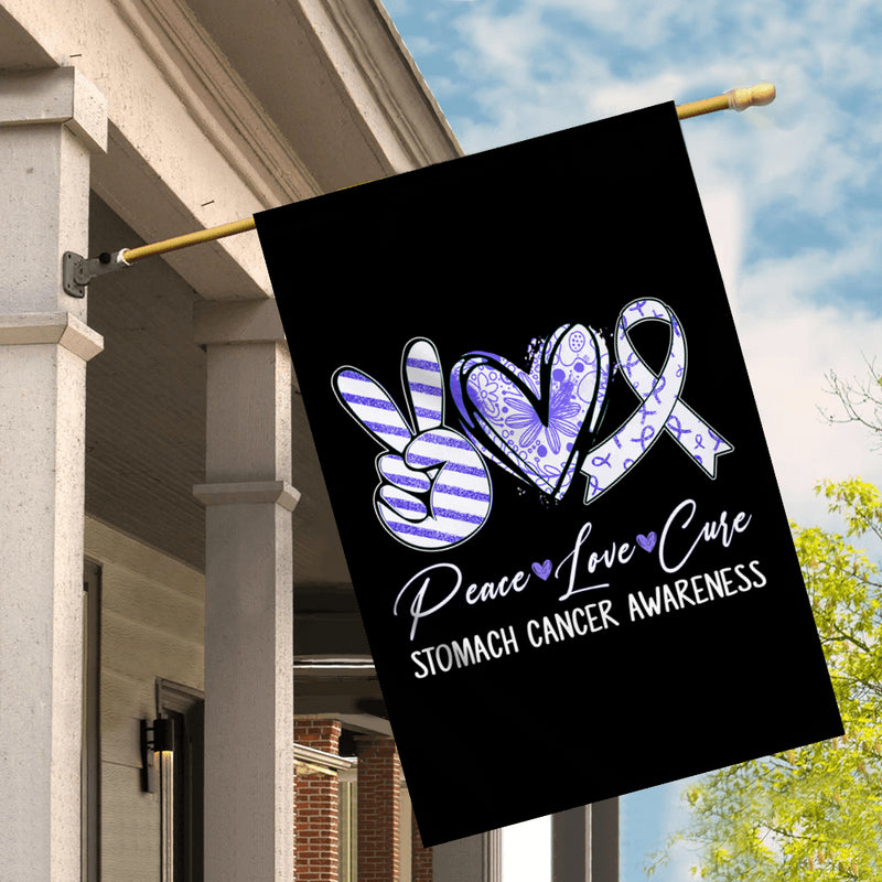 Peace Love Cure Periwinkle Ribbon Stomach Cancer Awareness Flag House Flag mockup 2 800x.jpg