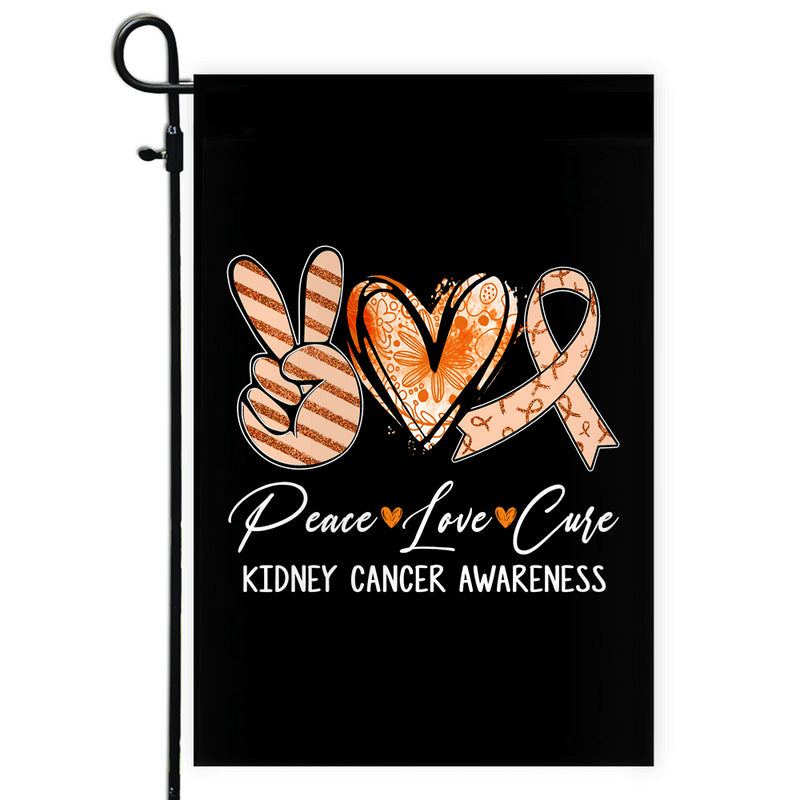Peace Love Cure Orange Ribbon Kidney Cancer Awareness Flag Garden Flag mockup 1 800x.jpg