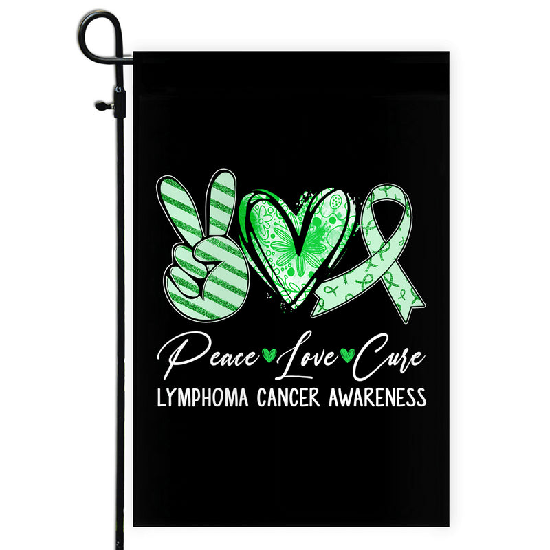 Peace Love Cure Green Ribbon Lymphoma Cancer Awareness Flag Garden Flag mockup 1 800x.jpg