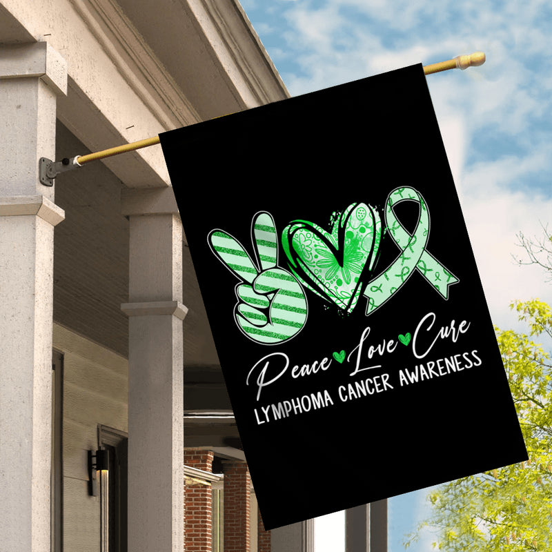 Peace Love Cure Green Ribbon Lymphoma Cancer Awareness Flag House Flag mockup 2 800x.jpg