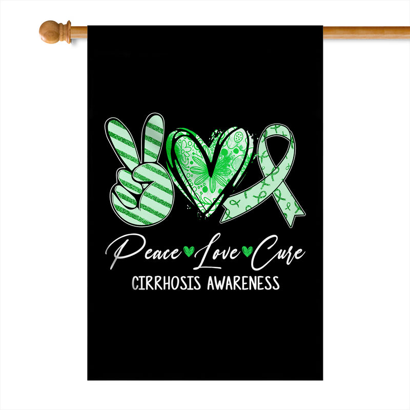 Peace Love Cure Green Ribbon Cirrhosis Awareness Flag House Flag mockup 1 800x.jpg