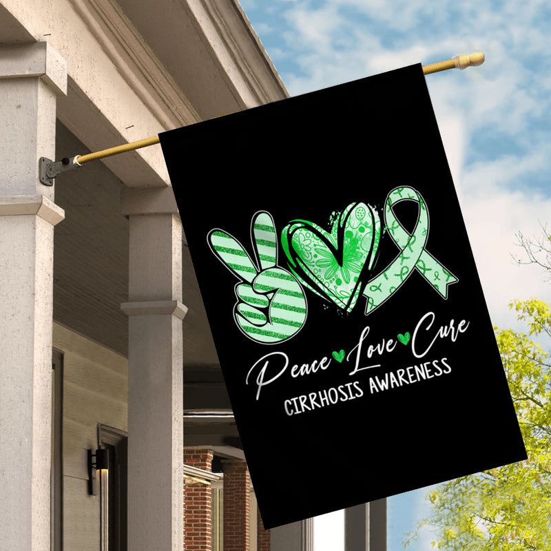 Peace Love Cure Green Ribbon Cirrhosis Awareness Flag House Flag mockup 2 800x.jpg