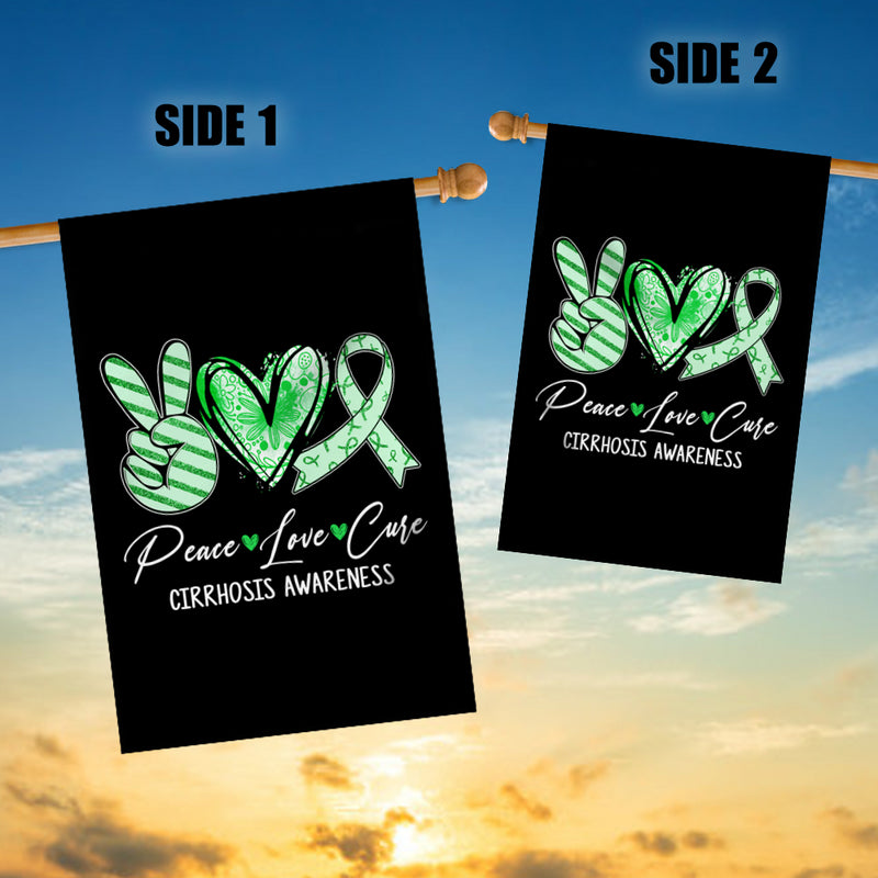Peace Love Cure Green Ribbon Cirrhosis Awareness Flag House Flag mockup 3 800x.jpg