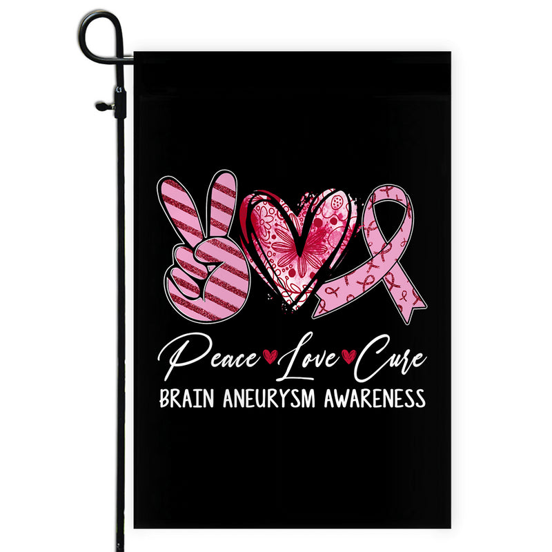 Peace Love Cure Burgundy Ribbon Brain Aneurysm Awareness Flag Garden Flag mockup 1 800x.jpg