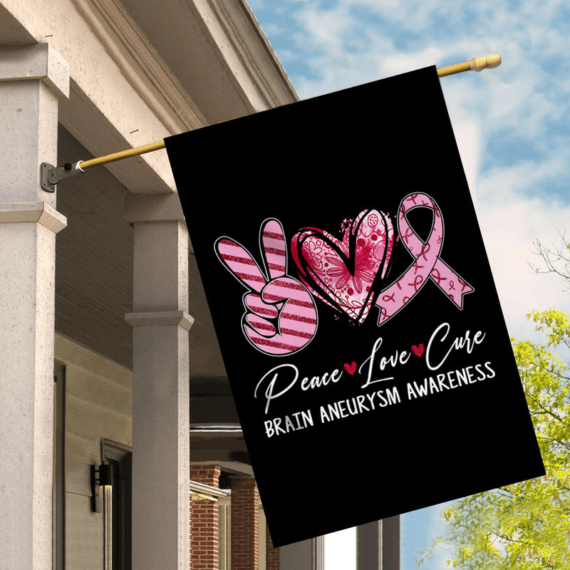 Peace Love Cure Burgundy Ribbon Brain Aneurysm Awareness Flag House Flag mockup 2 800x.jpg