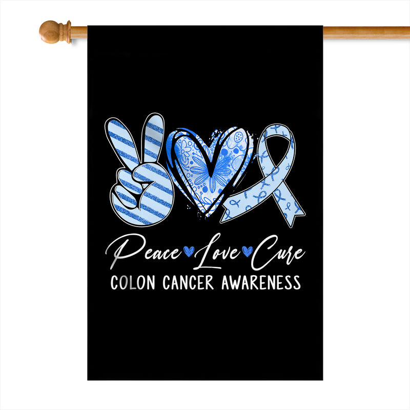 Peace Love Cure Blue Ribbon Colon Cancer Awareness Flag House Flag mockup 1 800x.jpg