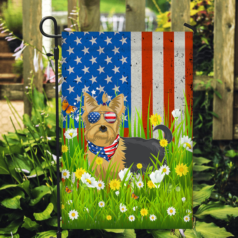 Yorkie American USA Flag 4th of July Dog Lover On Independence Day Garden Flag mockup 2 800x.jpg