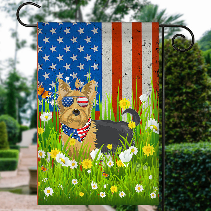 Yorkie American USA Flag 4th of July Dog Lover On Independence Day Garden Flag mockup 3 800x.jpg