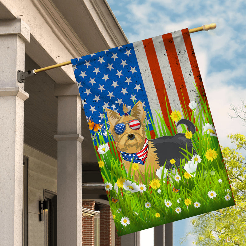 Yorkie American USA Flag 4th of July Dog Lover On Independence Day House Flag mockup 2 800x.jpg