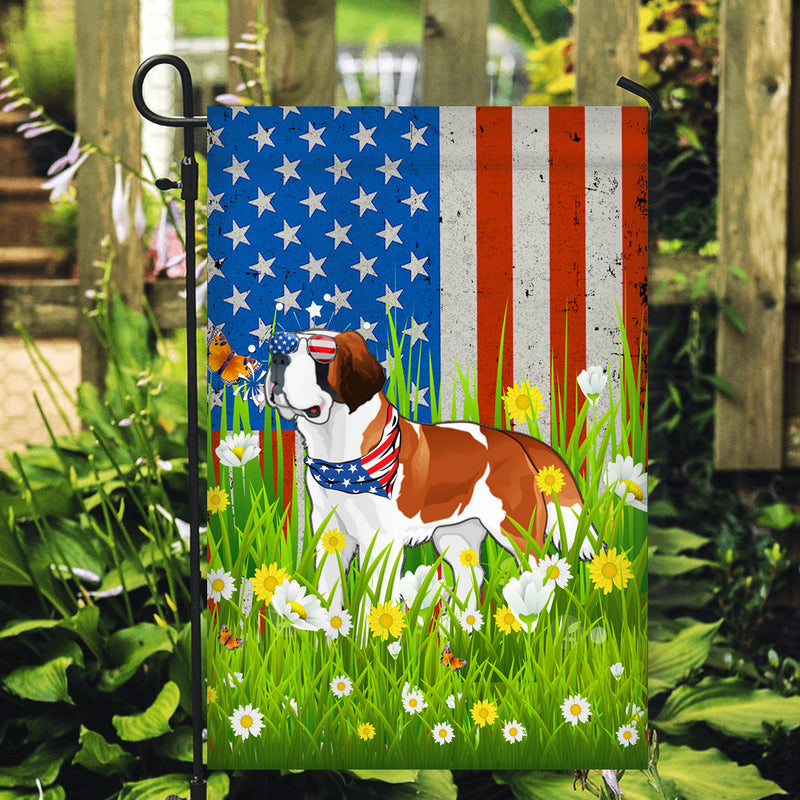 Saint Bernard American USA Flag 4th of July Dog Lover On Independence Day Garden Flag mockup 2 800x.jpg