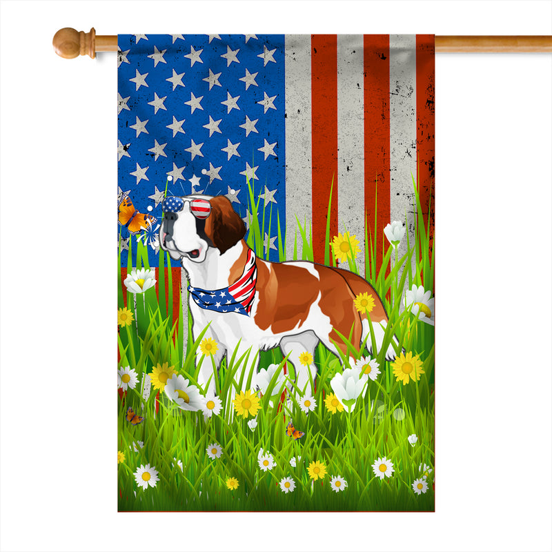 Saint Bernard American USA Flag 4th of July Dog Lover On Independence Day House Flag mockup 1 800x.jpg
