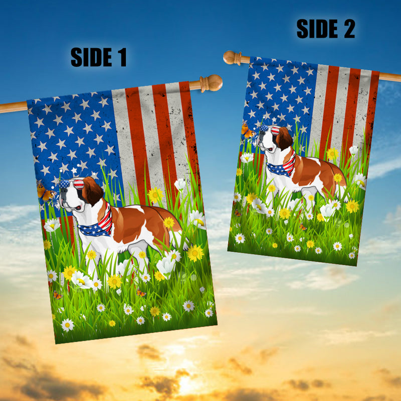 Saint Bernard American USA Flag 4th of July Dog Lover On Independence Day House Flag mockup 3 800x.jpg