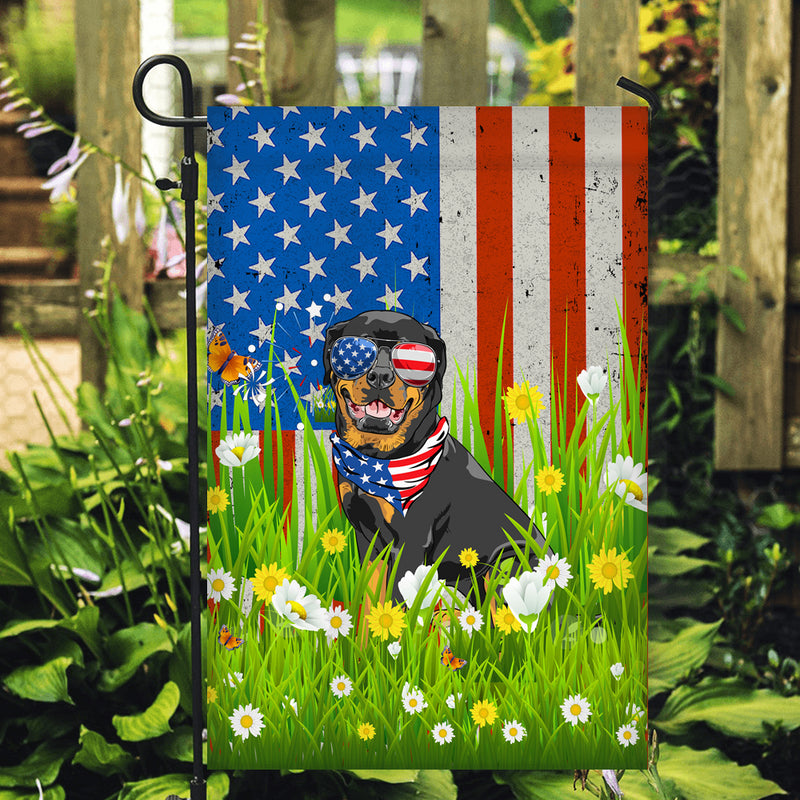 Rottweiler American USA Flag 4th of July Dog Lover On Independence Day Garden Flag mockup 2 800x.jpg