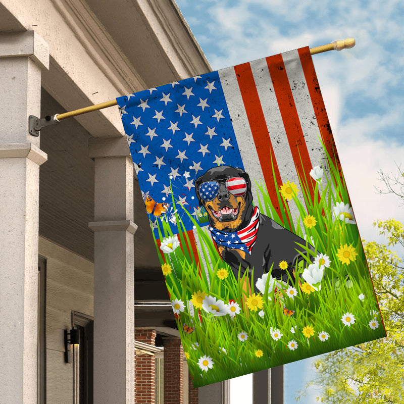 Rottweiler American USA Flag 4th of July Dog Lover On Independence Day House Flag mockup 2 800x.jpg