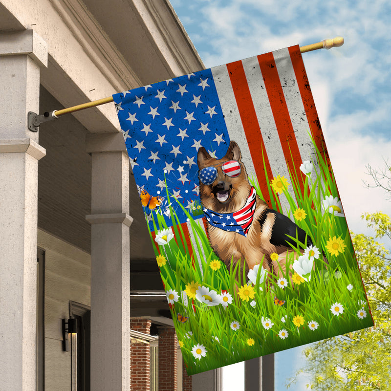 German Shepherd American USA Flag 4th of July Dog Lover On Independence Day House Flag mockup 2 800x.jpg