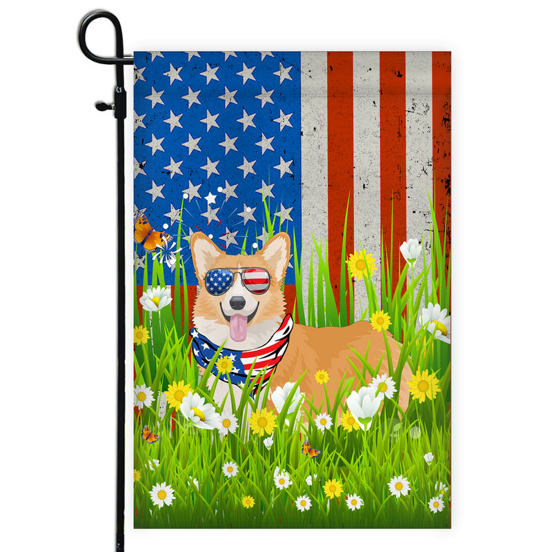 Corgi American USA Flag 4th of July Dog Lover On Independence Day Garden Flag mockup 1 800x.jpg