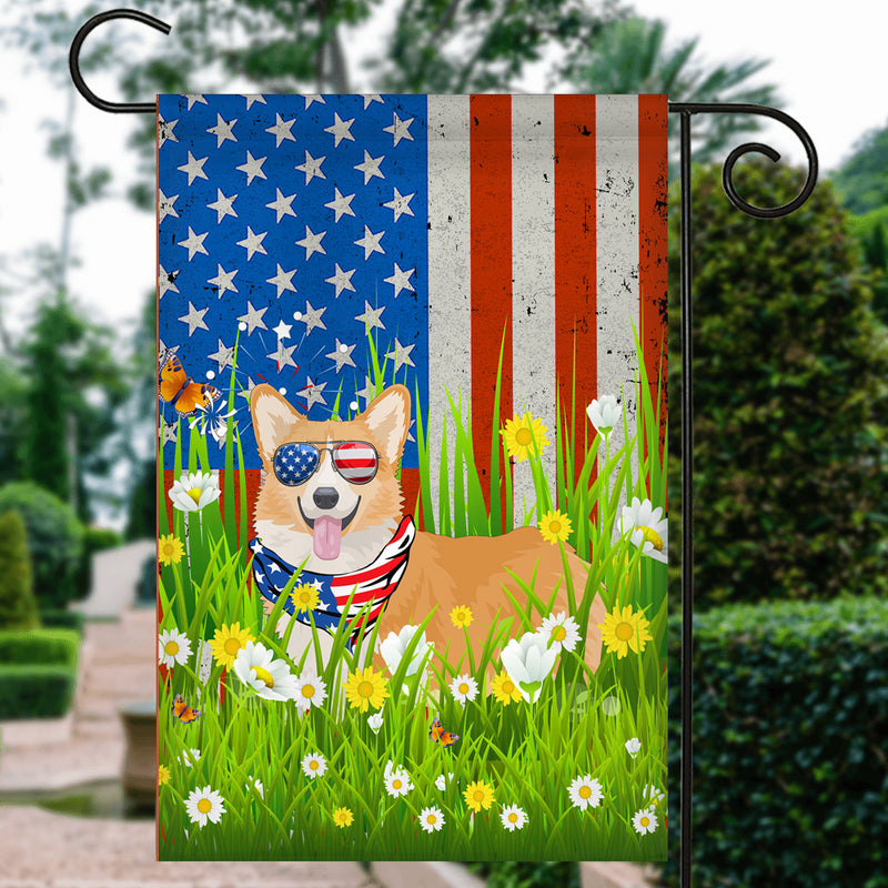 Corgi American USA Flag 4th of July Dog Lover On Independence Day Garden Flag mockup 3 800x.jpg