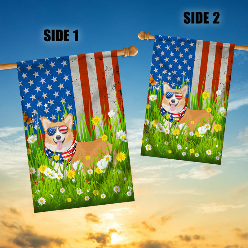 Corgi American USA Flag 4th of July Dog Lover On Independence Day House Flag mockup 3 800x.jpg