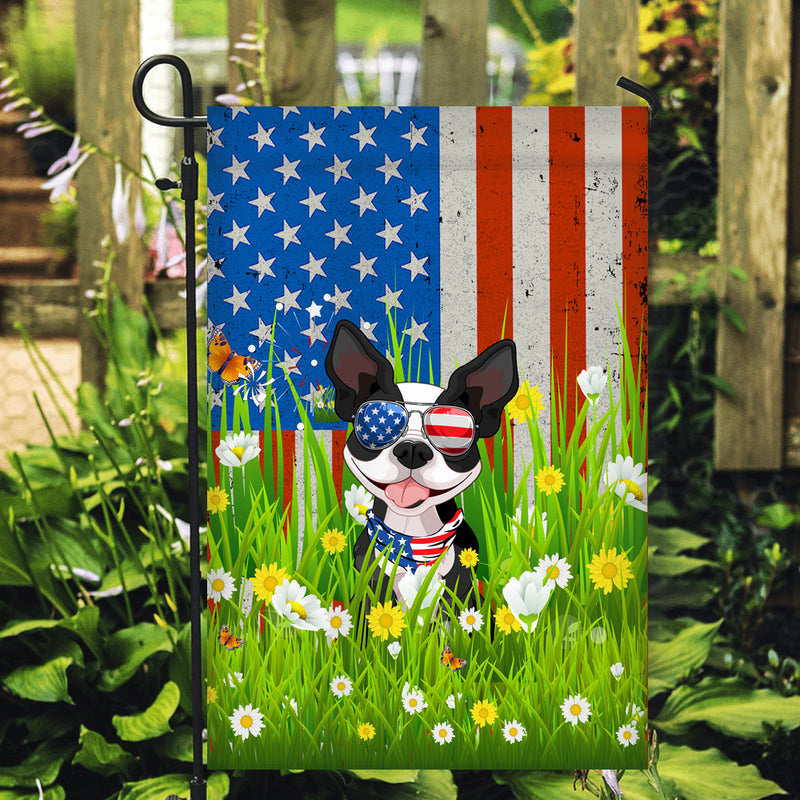 Boston Terrier American USA Flag 4th of July Dog Lover On Independence Day Garden Flag mockup 2 800x.jpg