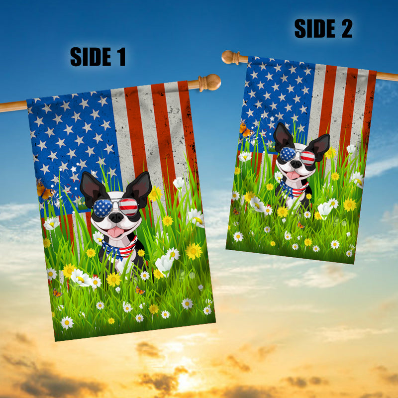 Boston Terrier American USA Flag 4th of July Dog Lover On Independence Day House Flag mockup 3 800x.jpg