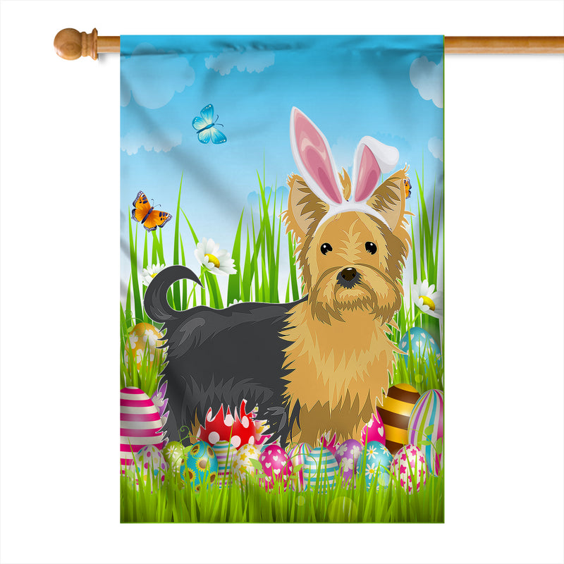 Yorkie Happy Easter Day Holiday Flag Funny Dog Dog Wear Bunny Ears Headband Cute for Home Decor House Flag mockup 1 800x.jpg