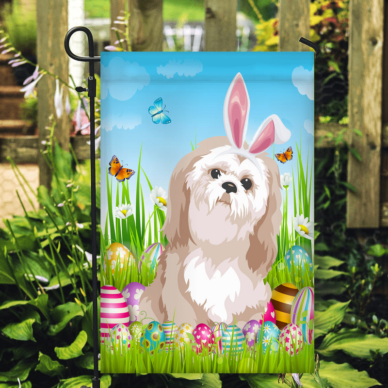 Shih Tzu Happy Easter Day Holiday Flag Funny Dog Dog Wear Bunny Ears Headband Cute for Home Decor Garden Flag mockup 2 800x.jpg