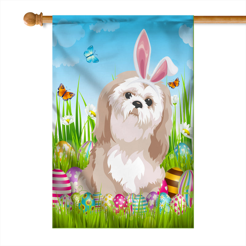 Shih Tzu Happy Easter Day Holiday Flag Funny Dog Dog Wear Bunny Ears Headband Cute for Home Decor House Flag mockup 1 800x.jpg