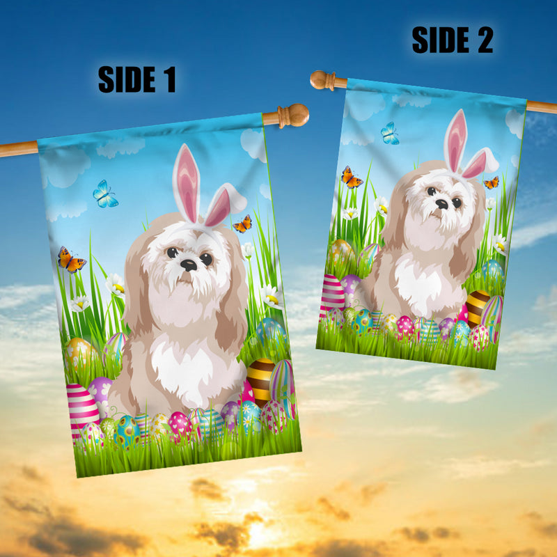 Shih Tzu Happy Easter Day Holiday Flag Funny Dog Dog Wear Bunny Ears Headband Cute for Home Decor House Flag mockup 3 800x.jpg